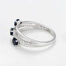 Blanc Anillo "Trio De Saphir" D0.09Ct/20 + Zafiro0.69Ct/3 - Oro 375/1000