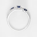 "Sapphire Trio" Ring, 0.09ct/20 + 0.69ct/3 Sapphires - 375/1000 White Gold