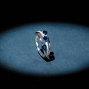 Bague "Trio De Saphir" D0,09Ct/20 + Saphir0,69Ct/3 - Or Blanc 375/1000