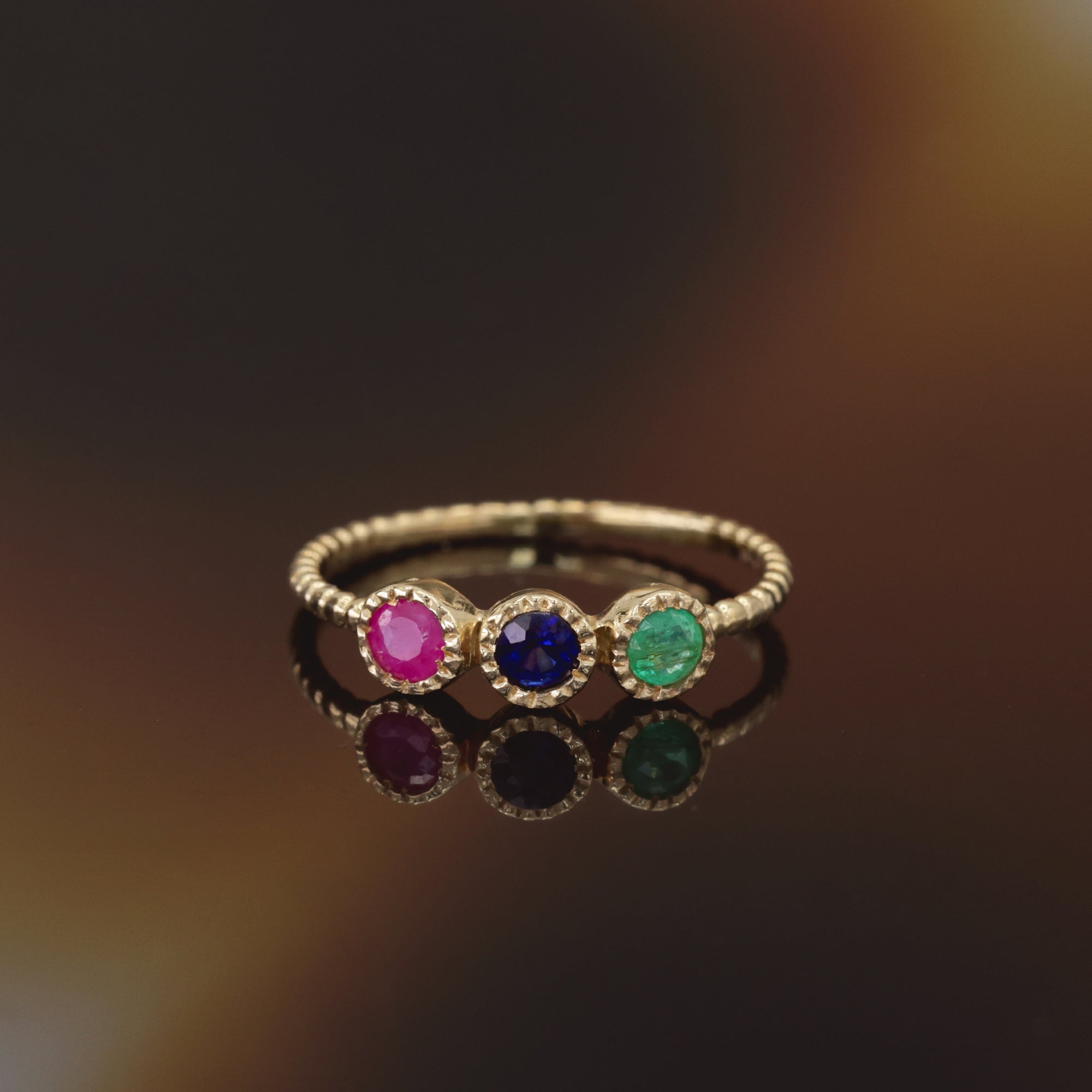 Bague "Trio Précieux 0,11Ct/3" Or Jaune 375/1000