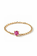 Bague Chaine " Millie" Or Jaune 375 / 1000 Et Pink Topaz