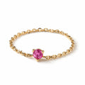 Bague Chaine " Millie" Or Jaune 375 / 1000 Et Pink Topaz