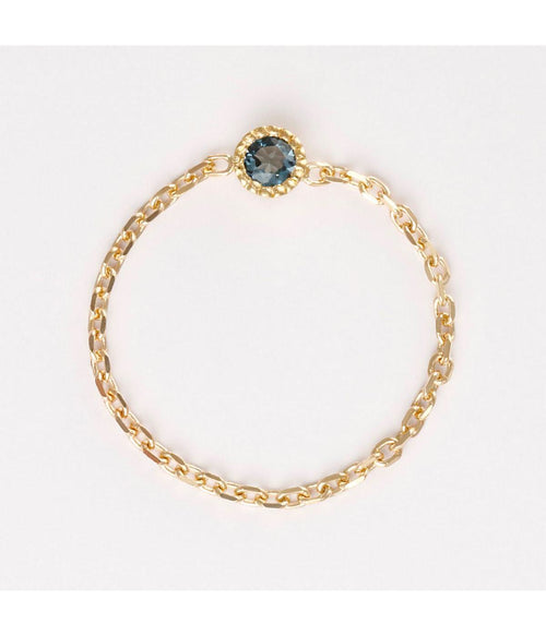"Arden" Chain Ring - 375/1000 Yellow Gold And London Blue Topaz