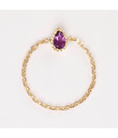 "Santiago" Chain Ring - 375/1000 Yellow Gold And Semiprecious St