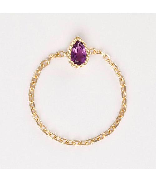 "Santiago" Chain Ring - 375/1000 Yellow Gold And Semiprecious St