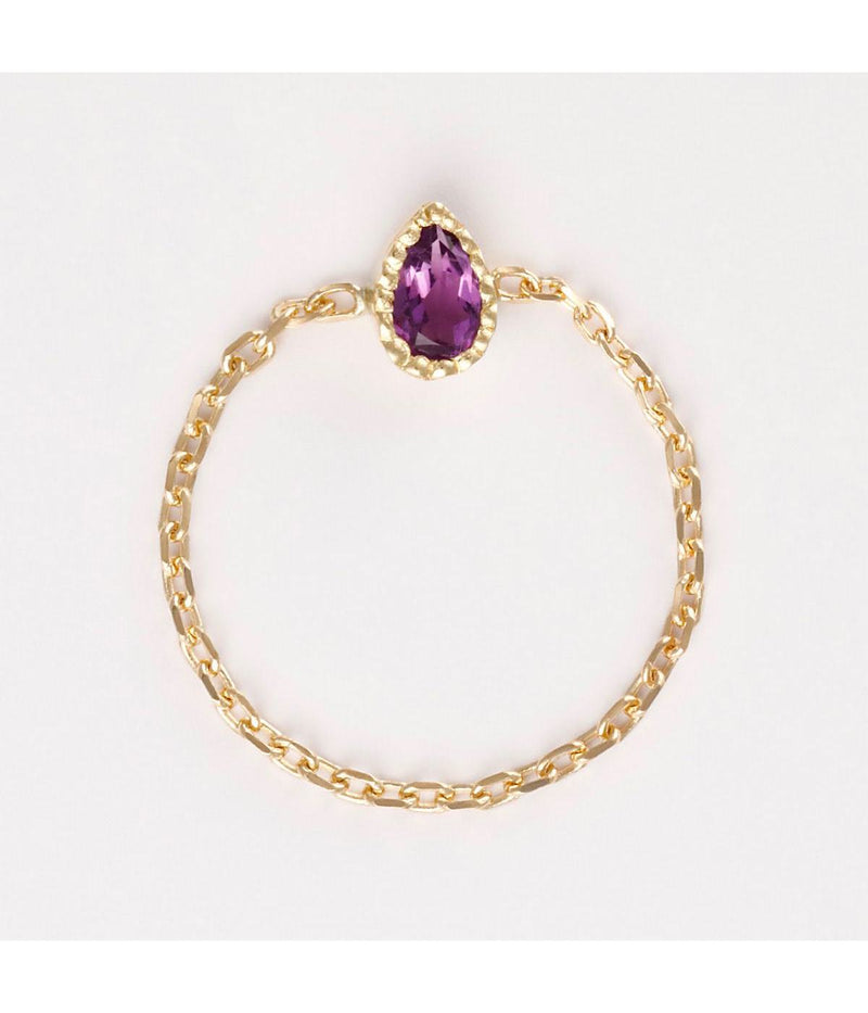 "Santiago" Chain Ring - 375/1000 Yellow Gold And Semiprecious St
