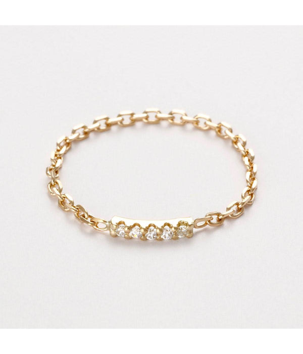 Anillo Cadena "Camille" - Oro Amarillo 375 / 1000 y Circonio