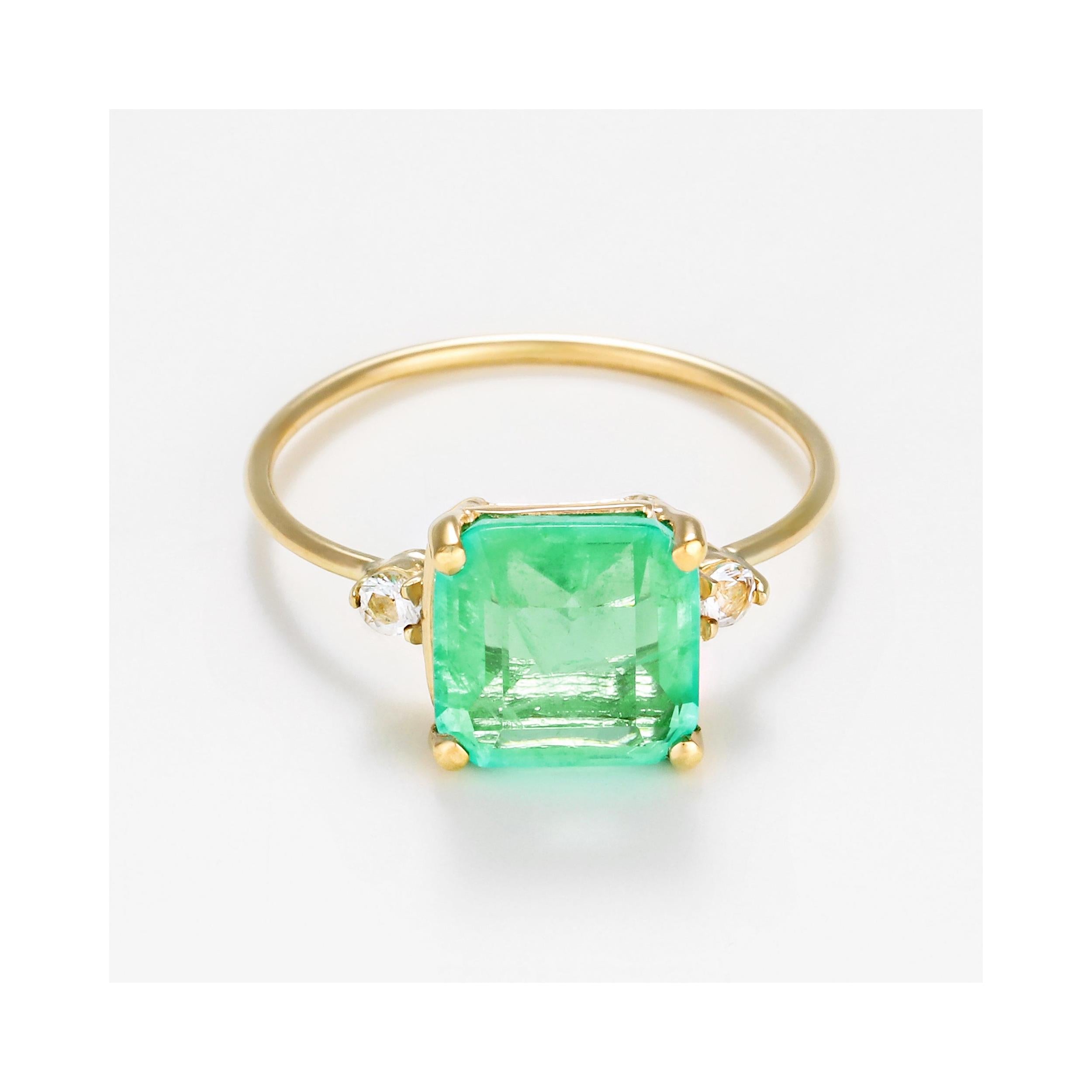 "Hope 0.5Ct/1" Ring, Topaz, 375/1000 Yellow Gold and Quartz/Topaz