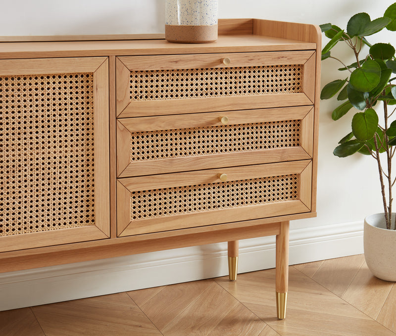 Buffet Leon - Chêne Et Cannage Rotin