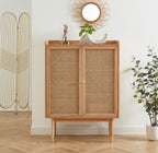 Leon - Buffet Haut - Placage Chêne & Cannage Rotin