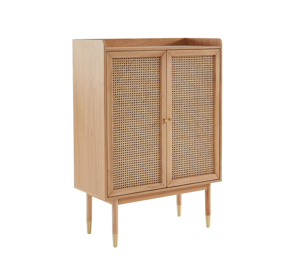 Leon - Buffet Haut - Placage Chêne & Cannage Rotin