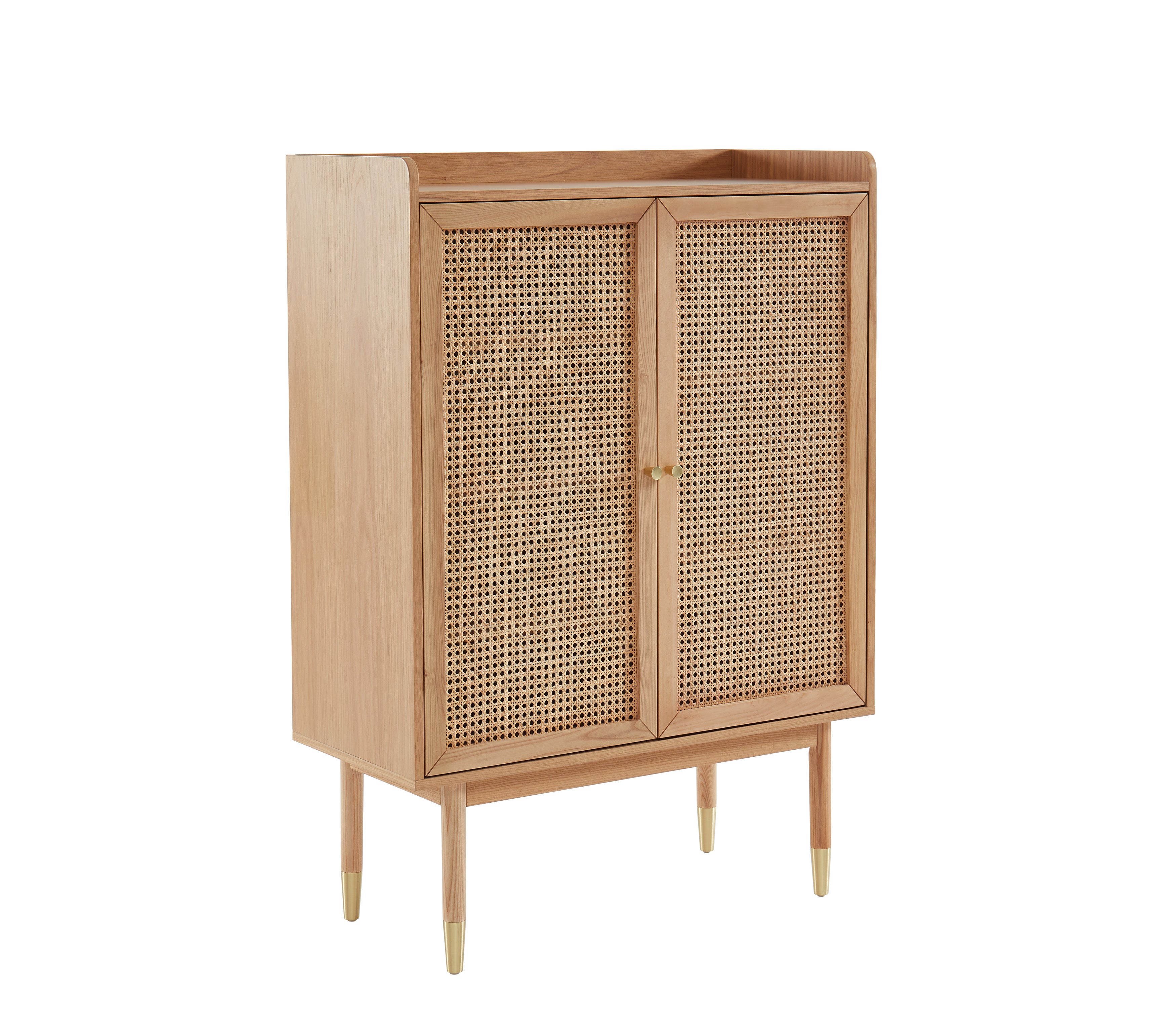 Leon - Buffet Haut - Placage Chêne & Cannage Rotin