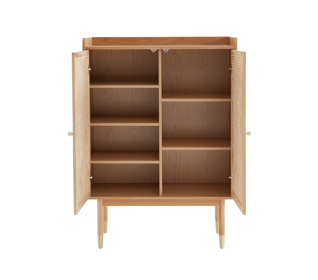 Leon - Buffet Haut - Placage Chêne & Cannage Rotin