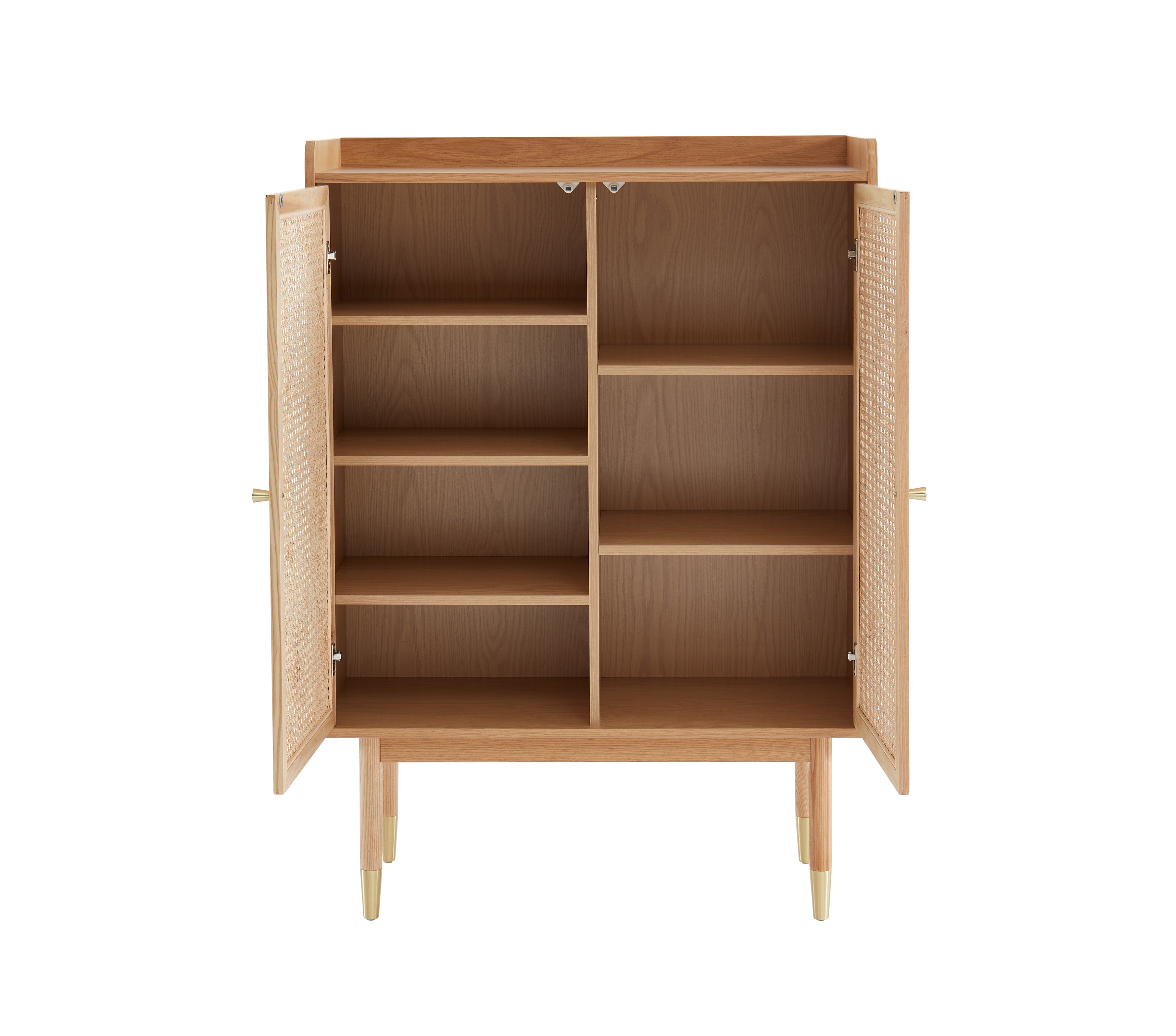 Leon - Buffet Haut - Placage Chêne & Cannage Rotin