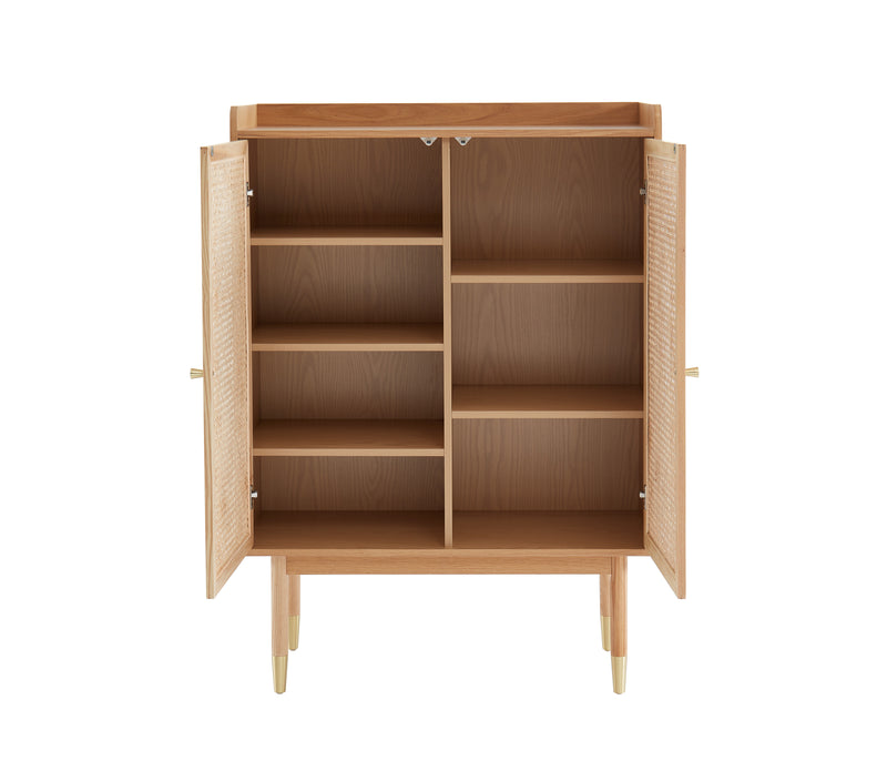 Buffet Haut Leon - Placage Chêne Et Cannage Rotin