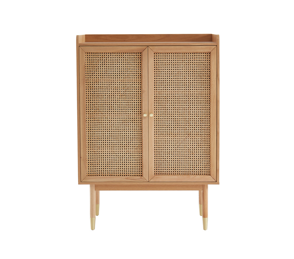 Leon - Buffet Haut - Placage Chêne & Cannage Rotin