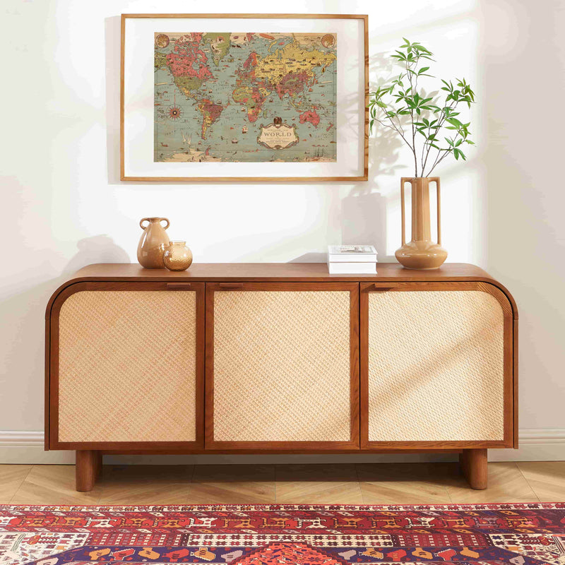 Buffet Lua - 3 Portes Placage Frêne Cannage