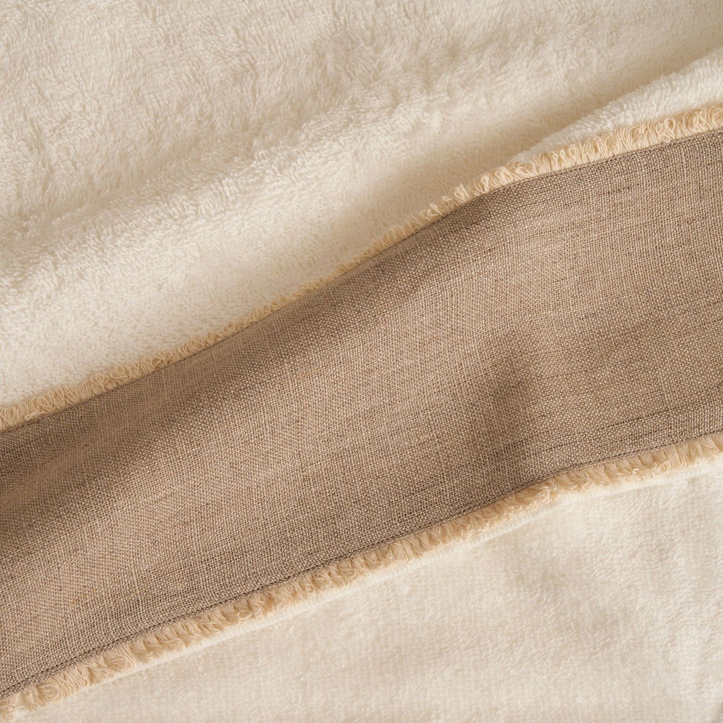 Nicol Cotton Terry Bath and Guest Towel Set 430 G with Linen and Cotton Frill - Ivory