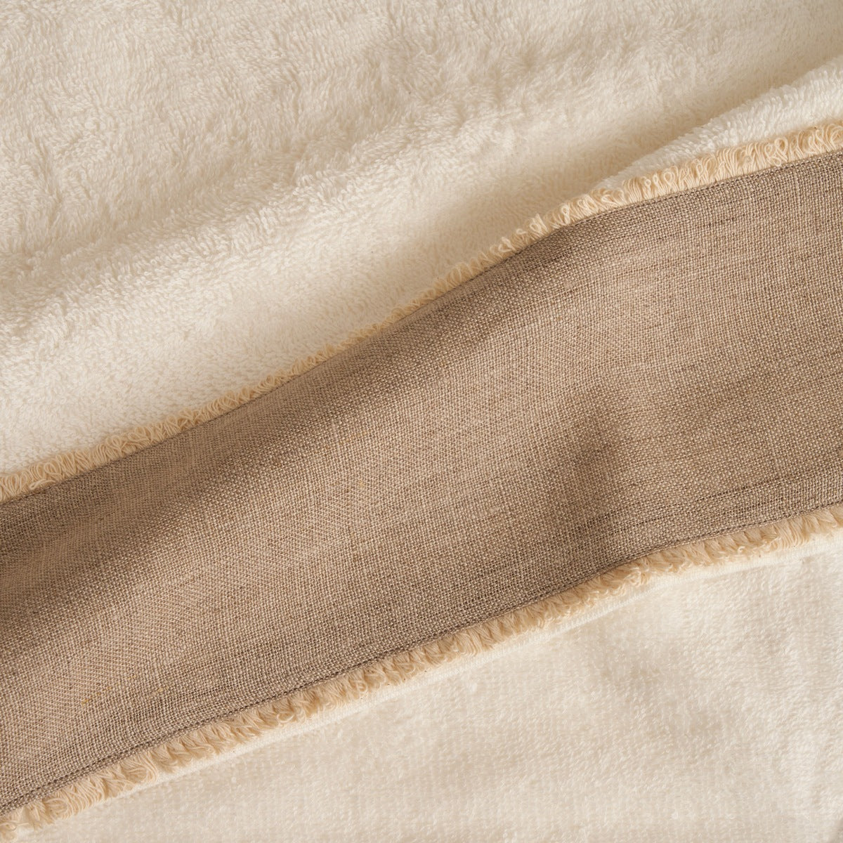Nicol Cotton Terry Bath and Guest Towel Set 430 G with Linen and Cotton Frill - Ivory