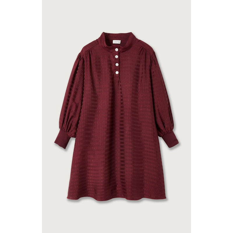 Vestido corto holgado con cuello abotonado - Cardinal - Mujer