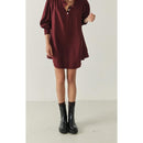 Vestido corto holgado con cuello abotonado - Cardinal - Mujer