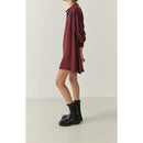 Vestido corto holgado con cuello abotonado - Cardinal - Mujer