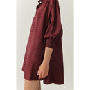 Vestido corto holgado con cuello abotonado - Cardinal - Mujer