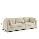 Canapé Droit Modulable 3 Pièces Billie - Tissu Chenille Beige