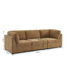 Canapé Droit Modulable 3 Pièces Billie - Tissu Chenille Écureuil