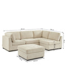 Canapé D'Angle Modulable 5 Pièces Billie - Tissu Chenille Beige