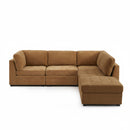 Canapé D'Angle Modulable 5 Pièces Billie - Tissu Chenille Écureuil