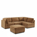 Canapé D'Angle Modulable 5 Pièces Billie - Tissu Chenille Écureuil