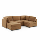 Canapé D'Angle Modulable 5 Pièces Billie - Tissu Chenille Écureuil