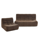 Ensemble Banquette Et Chauffeuse Janis Modulable 3 Places - Tissu Chenille Marron