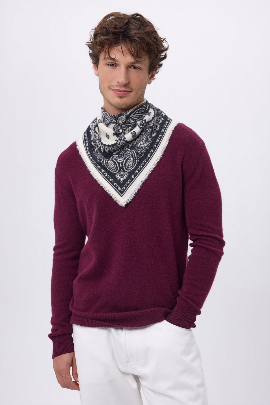 Lille bandana Butterfly - Sort - Herre - 100 % kashmir