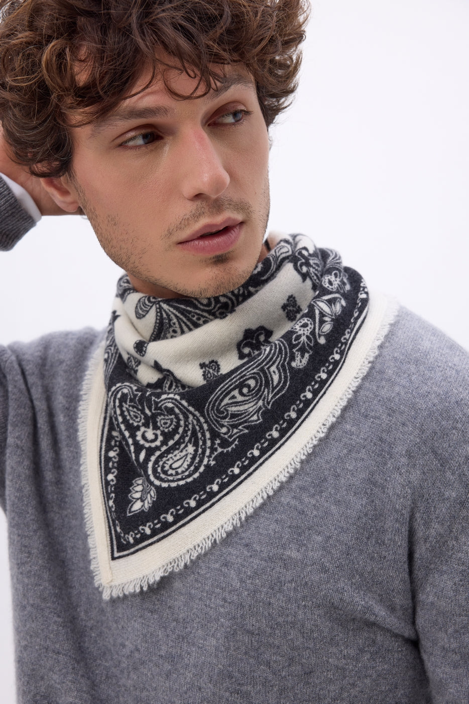 Lille bandana Butterfly - Sort - Herre - 100 % kashmir