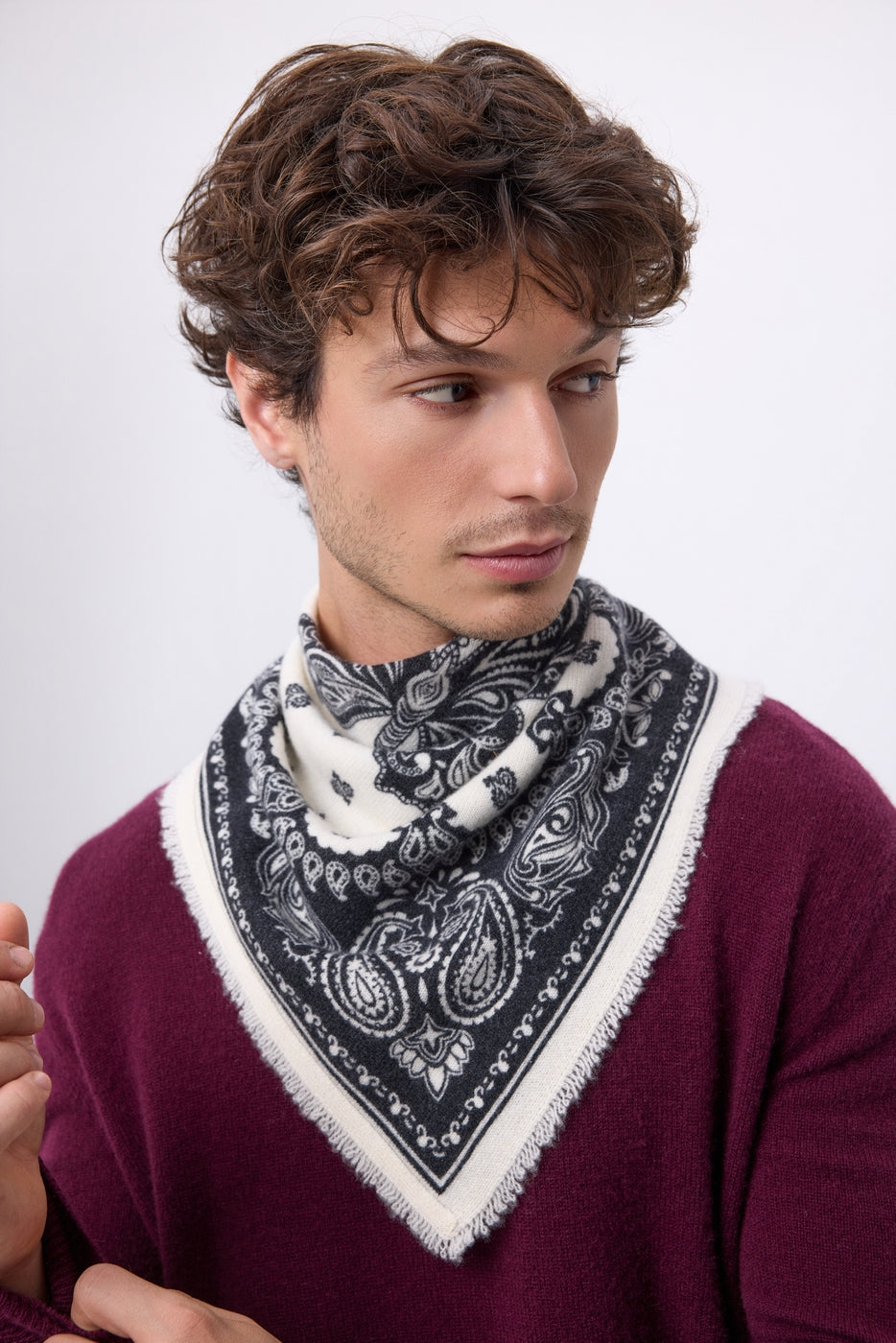 Lille bandana Butterfly - Sort - Herre - 100 % kashmir