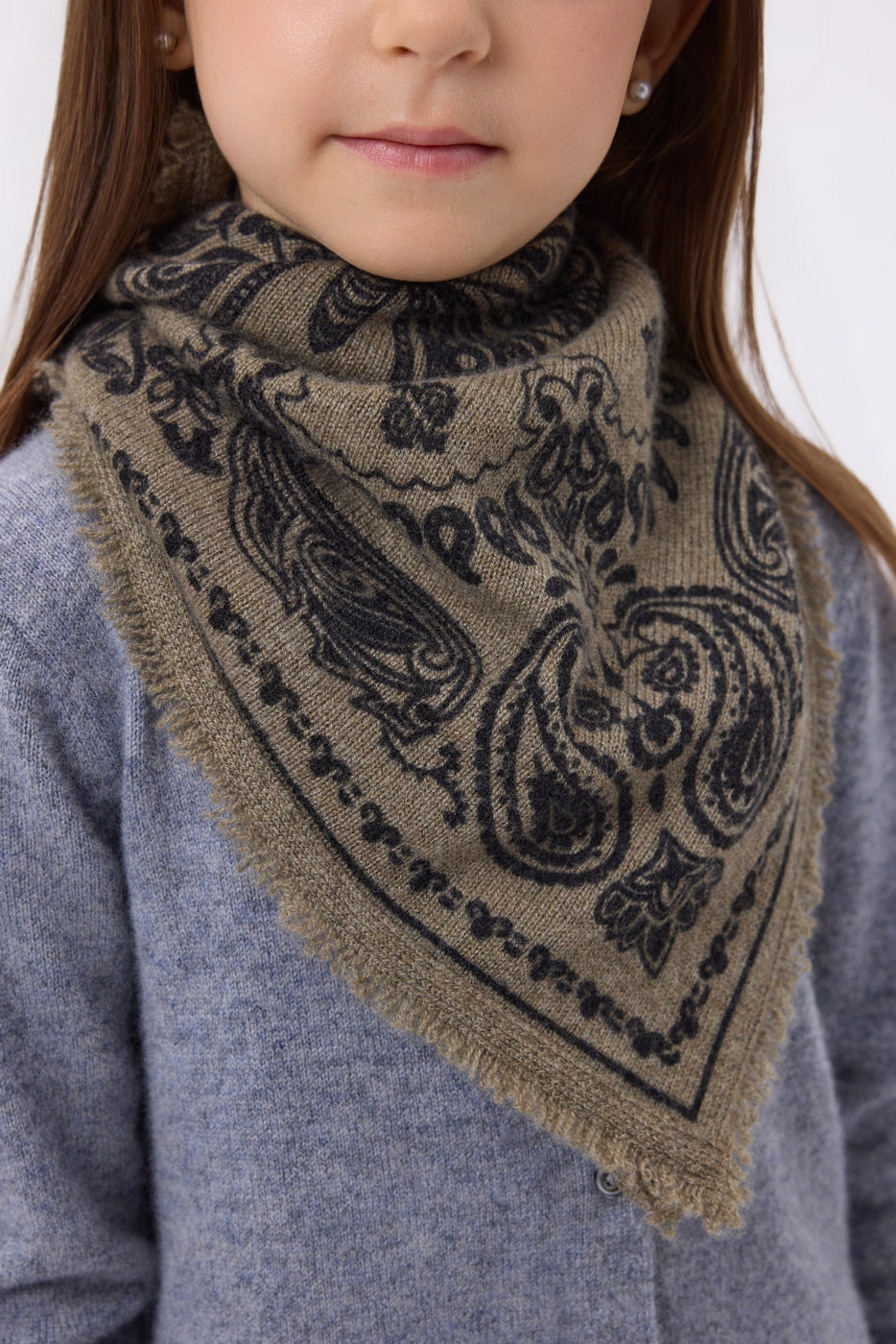 Piccola Bandana Butterfly - Cachi Mélange - Bambino - 100% Cashmere