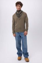 Piccolo bandana Butterfly - Cachi mélange - Uomo - 100% cashmere