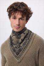 Piccolo bandana Butterfly - Cachi mélange - Uomo - 100% cashmere