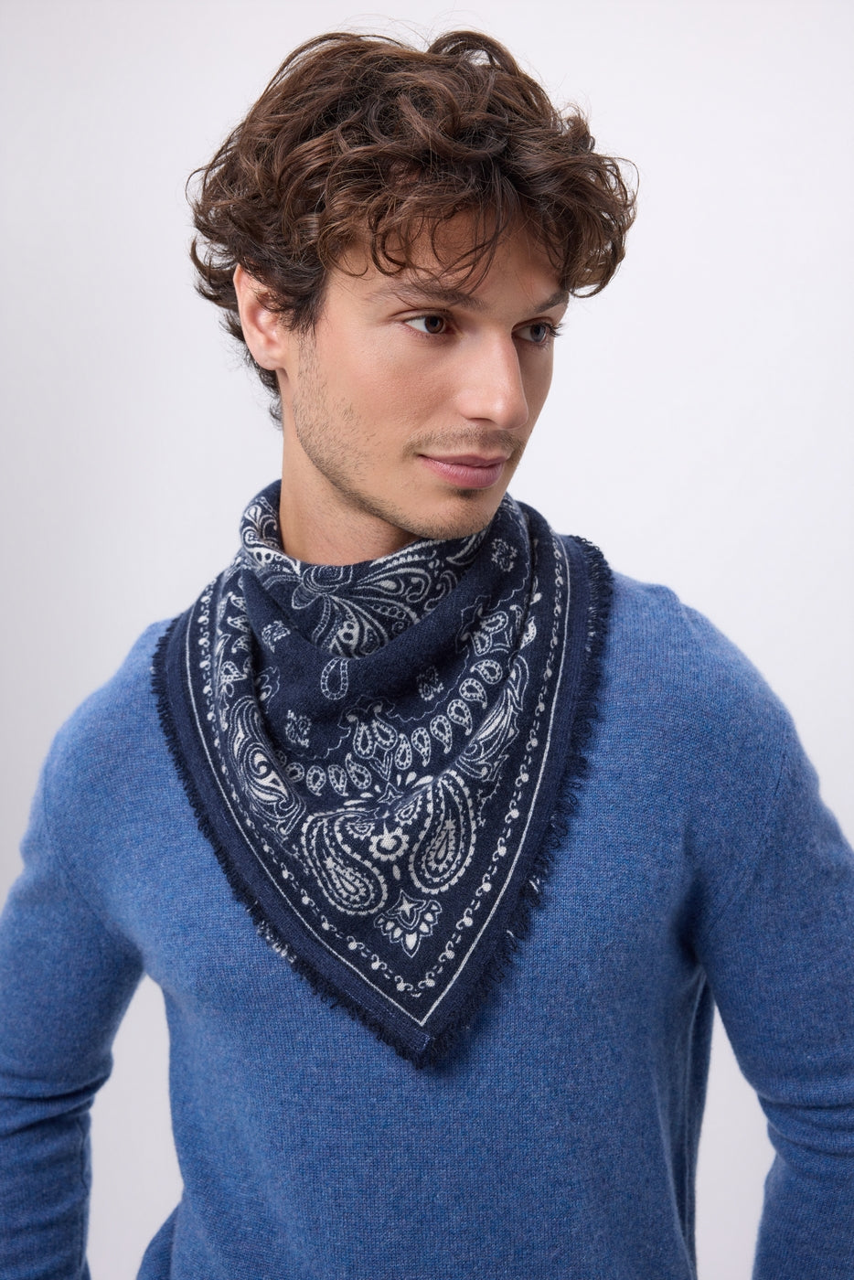 Small Butterfly Bandana - Navy Blue - Men