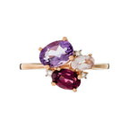Bague "Barbara" D0,02/3 Améthyste 0,70/1, Rhodolite 0,66/1 & Rose Quartz 0,33/1 - Or Rose 375/1000