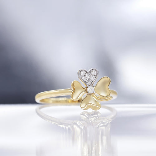 Bague "Dites-Le Avec Une Fleur" D0,05/7 - Or Jaune 375/1000