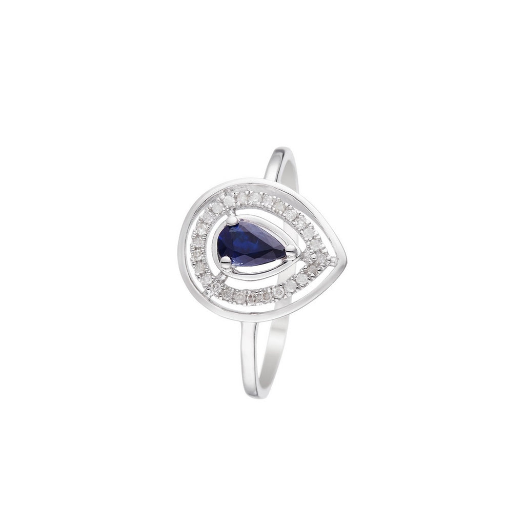 Bague "Océane" Diamants 0,09/29 & Saphir 0,30/1 - Or Blanc 375/1000