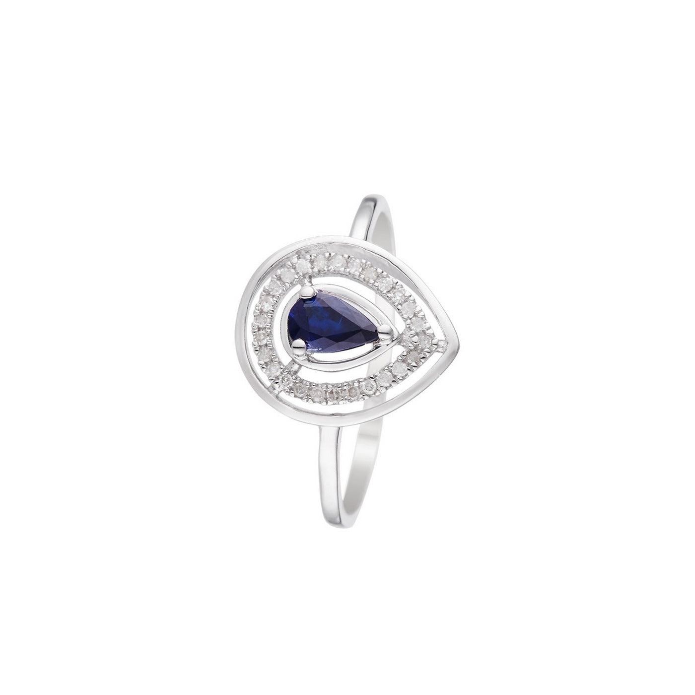 Bague "Océane" Diamants 0,09/29 & Saphir 0,30/1 - Or Blanc 375/1000