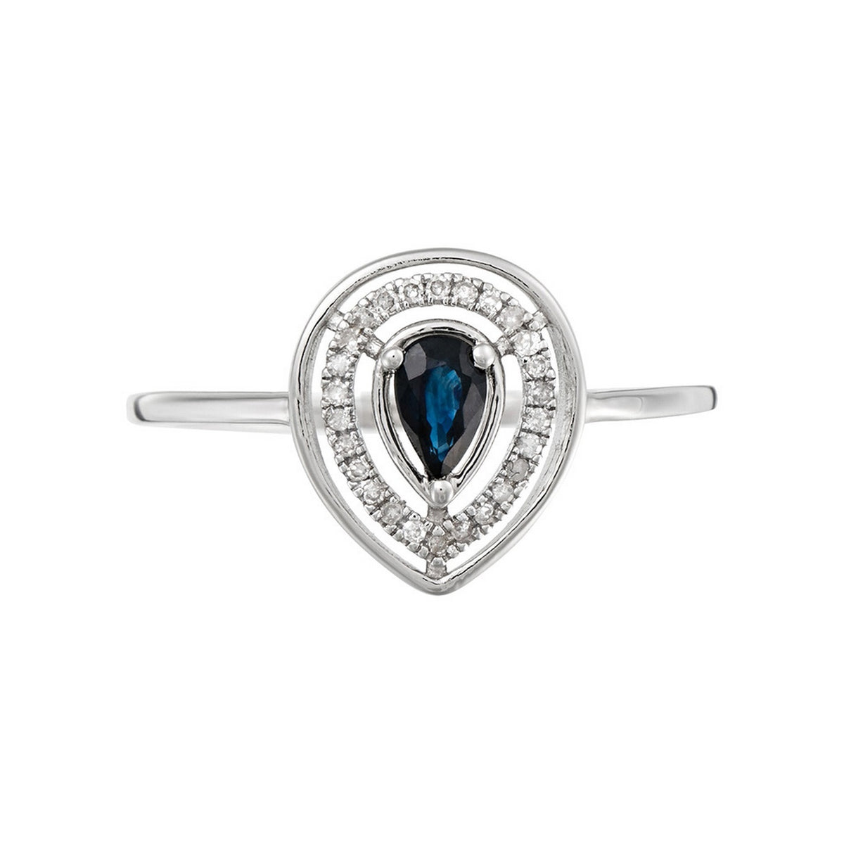 Océane Ring, D0.09/29 & Sapphire 0.30/1 - 375/1000 White Gold