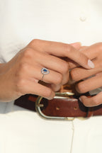 Bague "Océane" Diamants 0,09/29 & Saphir 0,30/1 - Or Blanc 375/1000