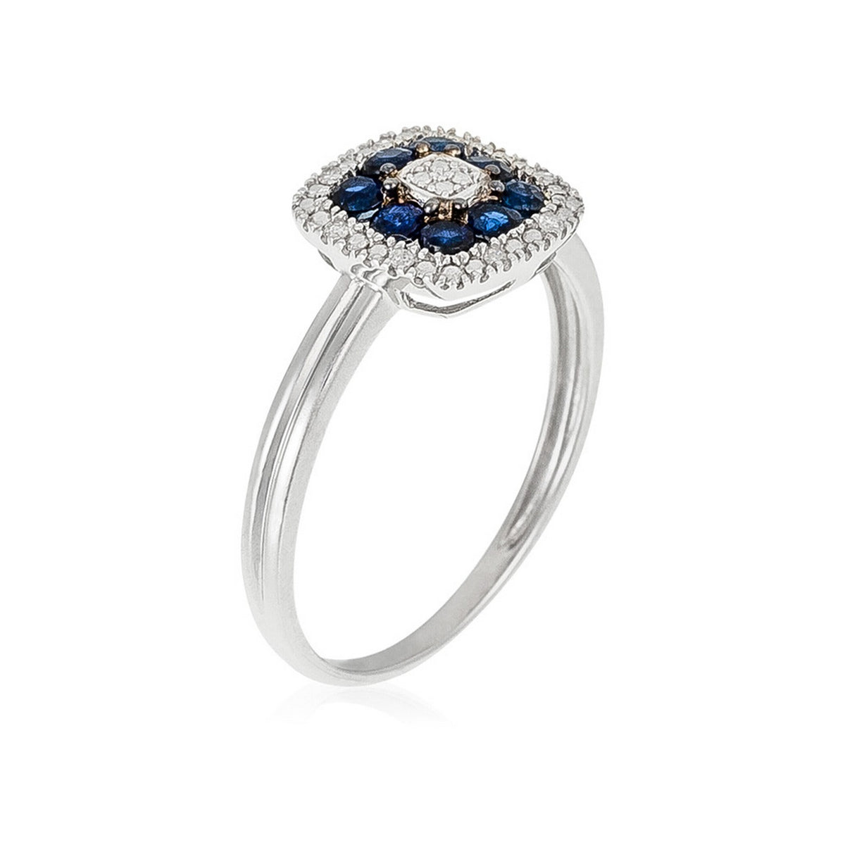 Bague "Volga" D0,03/8 & Saphir 0,58/8 - Or Blanc 375/1000
