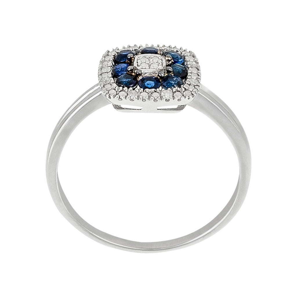 Bague "Volga" D0,03/8 & Saphir 0,58/8 - Or Blanc 375/1000