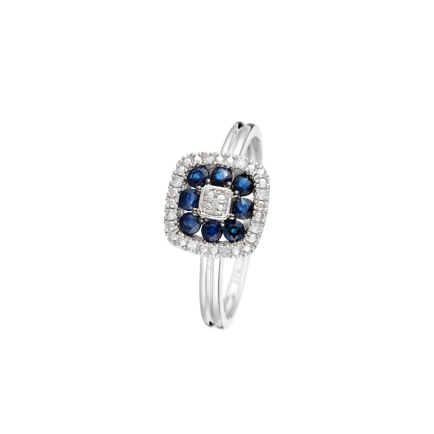 Bague "Volga" Diamants 0,03/8 & Saphir 0,58/8 - Or Blanc 375/1000